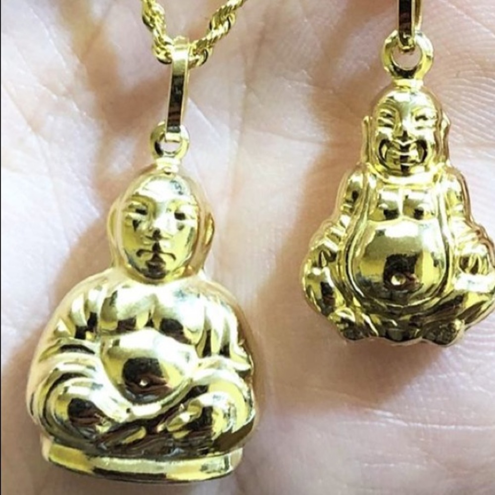 10K Gold Buddha Pendant Charm - Picture 3 of 15